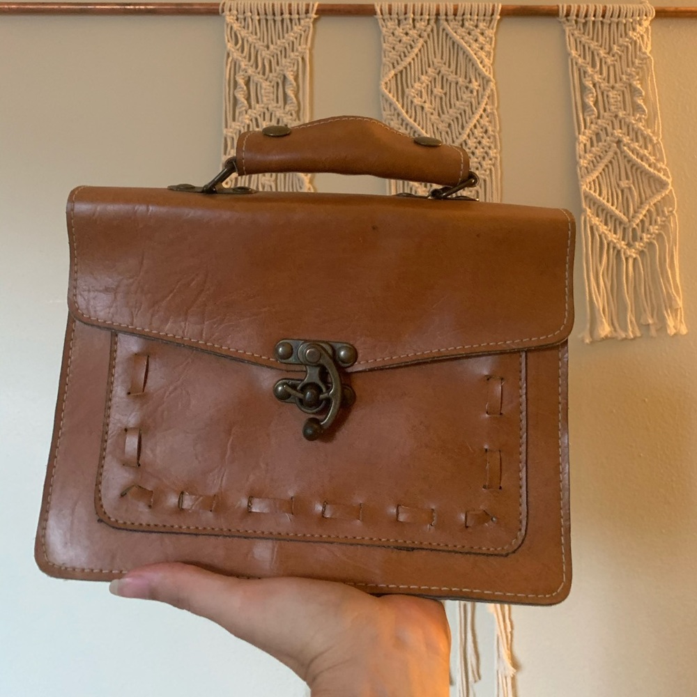 Vintage Boho Style vegan leather hand bag made in Korea
